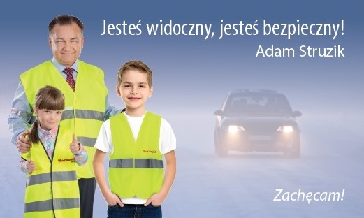 Plakat promocyjny kampanii społecznej jesteś widoczny jesteś bezpieczny.